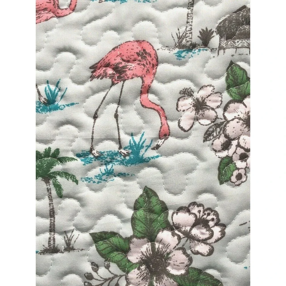 Flamingo Placemats Reversible Quilted Beach Summer House 12x18 Set of 4